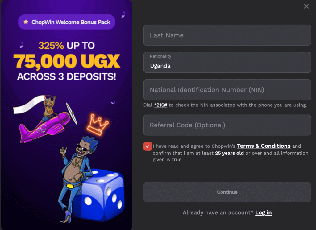 register chopwin uganda step 2